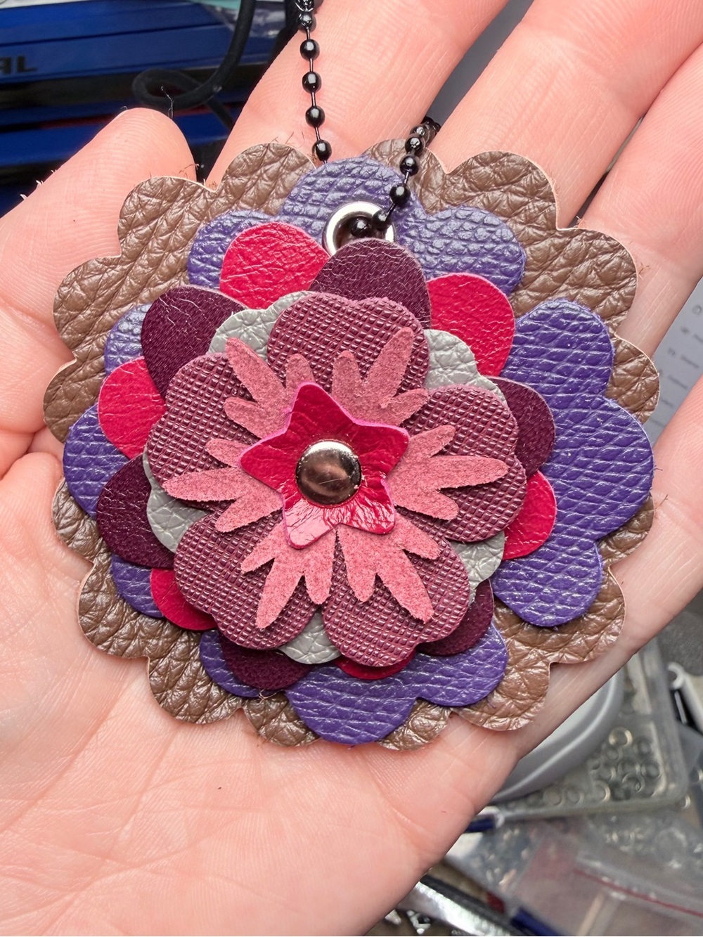 Handmade Floral Bag Charm 💜🩷 - Picture 2 of 3